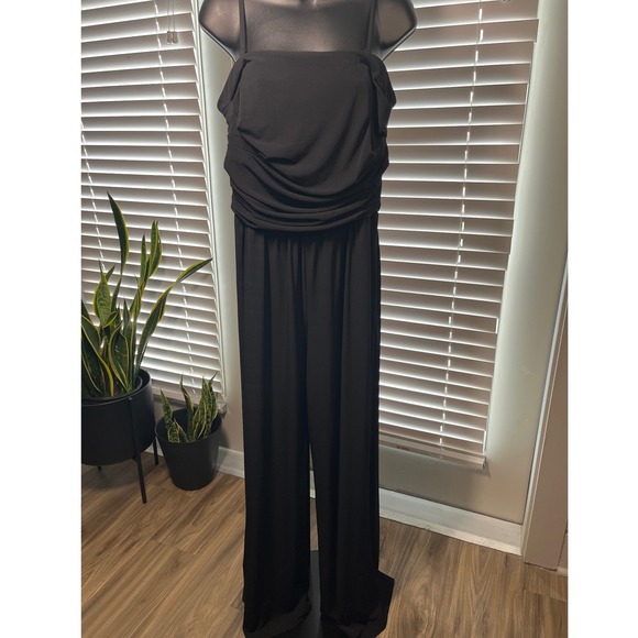 Pants - Chico's Black Jumpsuit Women's 1.5 Wide Leg Draped Strapless Removable Straps